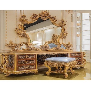 DST-tocador de madera de alta gama, juego de tocador de estilo real con espejo, de lujo - Product Image 1
