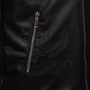 Blouson de moto en cuir véritable pour hommes, veste avec fermeture éclair, à la mode, vente en gros, - Product Image 3