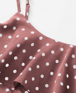 À Pois À Volants Crop Top et Pantalons pour Femme 2019 D'été Boho Plage Sans Manches Vêtements Pour femmes Deux Pièces Ensemble - Product Image 3