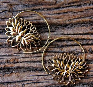 Louts ต่างหูเกลียวทองสไตล์โบฮีเมียนต่างหูห่วงแบบโบฮีเมียนสำหรับงานแต่งงานของขวัญงานหมั้นทำจากทองเหลือง - Product Image 1