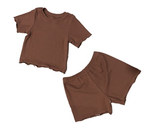 Top corto de algodón para mujer, conjunto de dos piezas de pantalones cortos de sudor personalizados, Top de alta calidad de fabricante, venta al por mayor, verano 2022 - Product Image 2