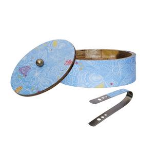 กล่องใส่โรตีไม้คุณภาพสูงสุด พร้อมหูจับโลหะและที่คีบ ภาชนะใส่อาหารสำหรับเก็บโรตี - Product Image 1