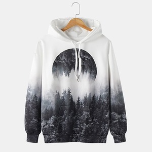 Respirant impression hommes 100% coton surdimensionné pull plaine mode décontracté en plein air hip-hop sport à capuche hommes pull - Product Image 1