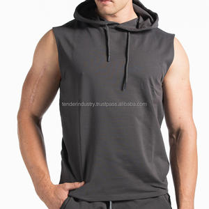 เสื้อฮู้ดแขนสั้นผู้ชายผ้าฟลีซแบบมีซิป สีตามสั่ง โลโก้ตามสั่ง ลายเรียบ สำหรับออกกำลังกาย ผลิตตามขนาดที่ต้องการ ขายส่ง - Product Image 4