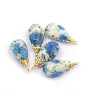 K2 Jasper 15-17mm Forma de pera Bisel de plata Colgante 14K/18K Chapado en oro con fianza - Product Image 1