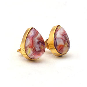 18k oro micrón Chapado en color rosa de piedras preciosas pendientes de plata de ley 925 en forma de pera pendientes para mayorista proveedores - Product Image 3
