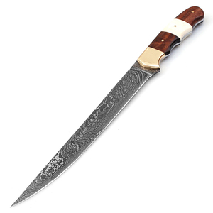 Cuchillo de pesca de Damasco forjado a mano, personalizado, con Funda de cuero, smk1649 - Product Image 6
