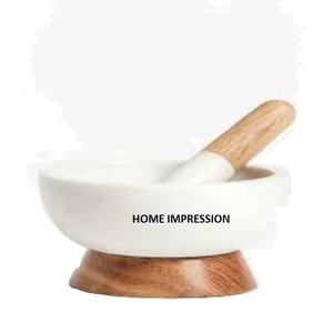 Nouvel Arrivage – Ensemble Mortier et Pilon en Métal au Design Classique avec Support de Rangement Écologique, Capacité 500 ml, Couleur Blanche, Prix Compétitifs - Product Image 1