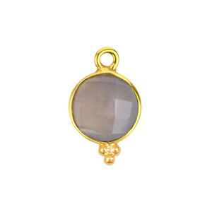 สเตอร์ลิงเงินและทอง Vermeil เทอร์คอยส์เชื่อมต่อกรอบทรงกลมสำหรับการทำเครื่องประดับสำหรับจี้หรือชุบเสน่ห์ - Product Image 4