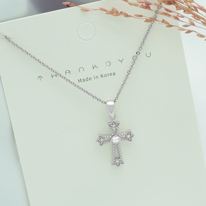 925 <b>Sterling</b> <b>Silver</b> Luxury Cross Pendant <b>Necklaces</b> with Zircon Stone Trendy Design for Wedding & Engagement Parties - Product Image 6