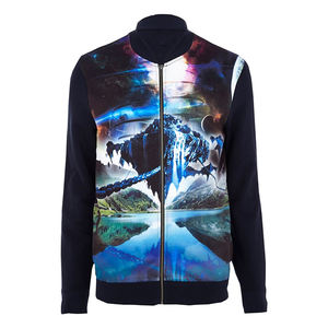 Sublimated Varsity Jacket with Button Closure Full Sleeve Stand <b>Collar</b> Breathable Winter Features on Sale - Product Image 4