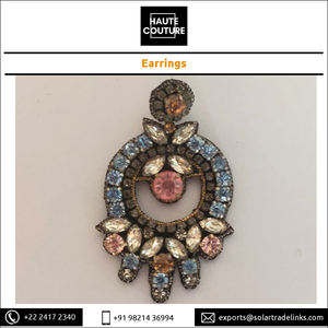 Pendientes de araña para mujer con forma circular hechos con piedras azules y rosas para la noche de bodas y la ropa de fiesta del fabricante superior - Product Image 5