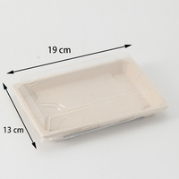 Boîte à emporter, plateau en papier bento, conteneur rectangulaire, couvercle en bois, réutilisable, biodégradable, conteneur pour la restauration rapide, emballage pour sushis