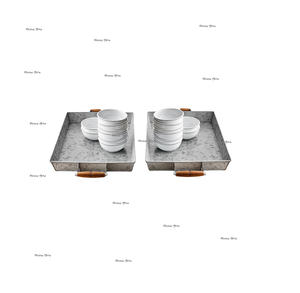 Set of 2 Galvanized Tea Coffee Tray Highest Quality Rectangle Shape <b>Dessert</b> Fruits Tray At Cheapest Price - Product Image 6