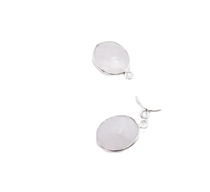 Pierre précieuse arc-en-ciel blanche en argent sterling 925 avec cadeau à la mode de forme ovale fait main plaqué argent pour son connecteur de lunette - Product Image 3