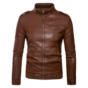 Chaqueta de cuero para hombre, ropa de calle, Color sólido, talla grande - Product Image 1
