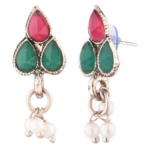 Indian Jewelry CZ Crystal Faux Pearl <b>Choker</b> <b>Necklace</b> Dangle Earrings <b>for</b> <b>Women</b> Indian Earrings Jewellery Wholesale - Product Image 6