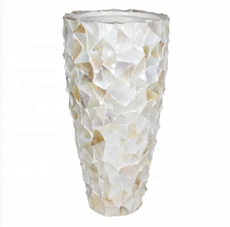 High quality natural MOP sea shell planters mother of pearl big vase popular in Netherlands for Dutch market