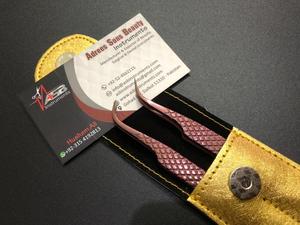 Pinzas de extensión de pestañas de acero inoxidable japonés de plasma de oro rosa, pinzas de pestañas de agarre de diamante, volumen de fibra puntiagudo privado - Product Image 4