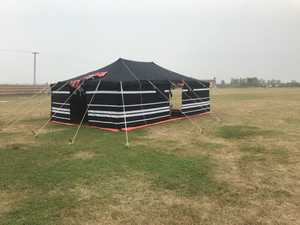 เต็นท์ผ้าใบลายทางสีดำขาว เต็นท์ดีลักซ์สำหรับตั้งแคมป์กลางแจ้ง - Product Image 2