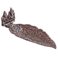 Brûleur d'encens en métal blanc fait main avec récupérateur de cendres, design écologique et durable pour usage domestique religieux, art moderne, décoration antique