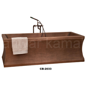 Lujo Antiguo 72 "Rectangular Independiente Antiguo Cobre Bañera - Product Image 1