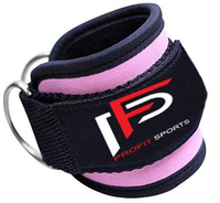 PROFIT SPORT Sangles de cheville de protection pour la gym, en néoprène rose doux de haute qualité, rembourrées en acier, réglables, antidérapantes, avec fermeture auto-agrippante