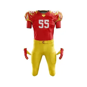 Nome della squadra di Football americano traspirante sublimazione abbigliamento sportivo Design personalizzato con Set uniforme da Football americano ad asciugatura rapida Log
