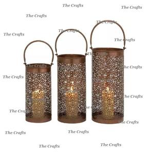 Juego de diferentes tamaños de dos portavelas votivos en metal de color negro votivo para decoración de restaurante y hotel - Product Image 4