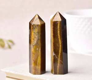 Oeil de tigre poli de qualité supérieure cristal tour Point obélisque nouveau crayon de pierres précieuses dorées Feng Shui tour d'oeil de tigre/oeil de tigre poli - Product Image 2