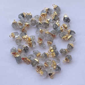 8mm naturel Herkimer Quartz pierre brute connecteur pendentif 925 argent Sterling or galvanoplastie pierres précieuses brutes bijoux breloques - Product Image 3