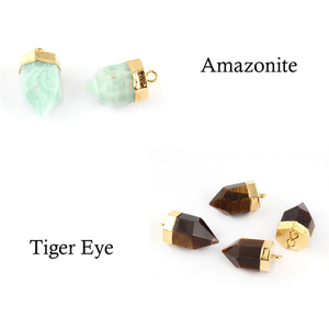 Connecteur en laiton de pierre précieuse amazonite naturelle, 50 pièces, en or 24K, en forme de puces, pendentif à facettes, connecteur de déclaration - Product Image 5