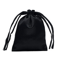 Sac à poussière en satin de soie coloré, promotionnel, personnalisé, avec cordon de serrage double, imprimé, sur mesure, mini (longueur maximale <20 cm), noir
