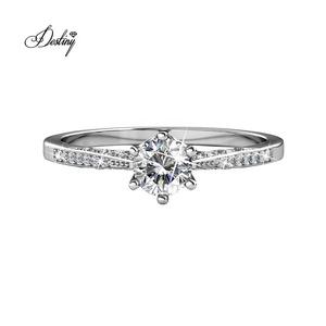 Anello di fidanzamento alla moda dasini impreziosito da cristalli <span class=keywords><strong>Swarovski</strong></span> gioielli in <span class=keywords><strong>argento</strong></span> 925 placcato oro 18K per donna - Product Image 3