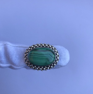 Anneaux ethniques de fête en argent sterling 925 plaqué rhodium avec pierre précieuse ovale en malachite verte naturelle, fabricant en Inde, Alibaba - Product Image 2