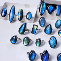 925 argent Sterling taille libre Labador Cabochon anneau bleu Labradorite nez ongles bijoux avec pierres précieuses naturelles bijoux en pierres précieuses