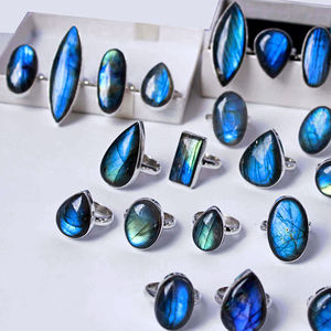 Anillo de cabujón Labador de tamaño libre de Plata de Ley 925, joyería de uñas de Nariz de labradorita azul con piedras preciosas naturales, joyería de piedras preciosas - Product Image 6