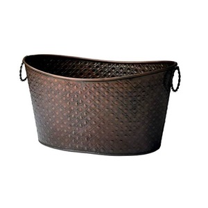 Macetero antiguo de cobre para interior, diseño martillado, forma ovalada, diseño decorativo, elegante, vintage - Product Image 3