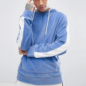 เสื้อมีฮู้ดสำหรับผู้ชาย,เสื้อผ้าแนวสตรีทผ้ากำมะหยี่ขนาดใหญ่พิเศษมีแถบข้างสีขาวสินค้าออกใหม่ - Product Image 2