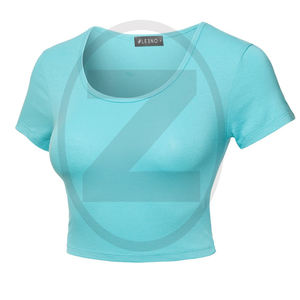 Women extra short t shirts 100% cotton blank fashion sexy crop tops t shirts - Product Image 1