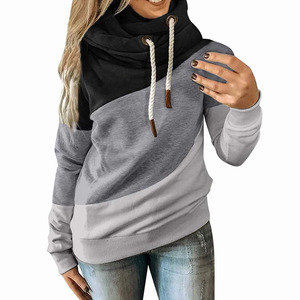 เสื้อมีฮู้ดสำหรับผู้หญิง,เสื้อครอปแขนยาวแฟชั่นสีตัดกัน - Product Image 5