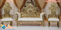 Ensemble de meubles de mariage en velours rouge à dossier haut, canapé et chaises à dossier haut rouges pour mariage, canapé et chaise rouge et or pour scène de mariage, Canada