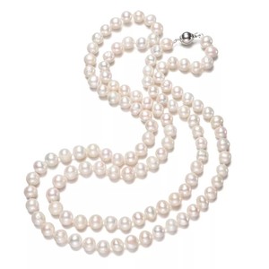 100% collar de perlas redondas de moda caliente largo Natural Color blanco Real barroco perla Strand joyería Collar para mujeres a granel - Product Image 2