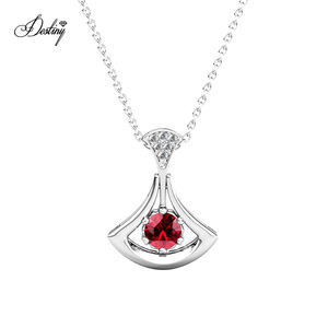 Dasini semplice cristallo <span class=keywords><strong>rosso</strong></span> <span class=keywords><strong>rubino</strong></span> 4 stile Versatile ciondolo impreziosito da cristalli Swarovski 925 <span class=keywords><strong>collana</strong></span> in argento Sterling - Product Image 2