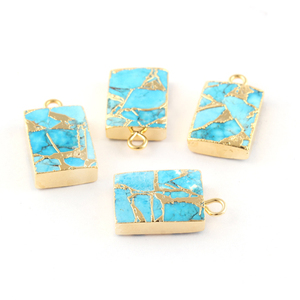 ขั้วต่อทรงสี่เหลี่ยมผืนผ้า14x10มม. ทำจากทองเหลืองชุบด้วยไฟฟ้าสีทอง14x10มม. - Product Image 3