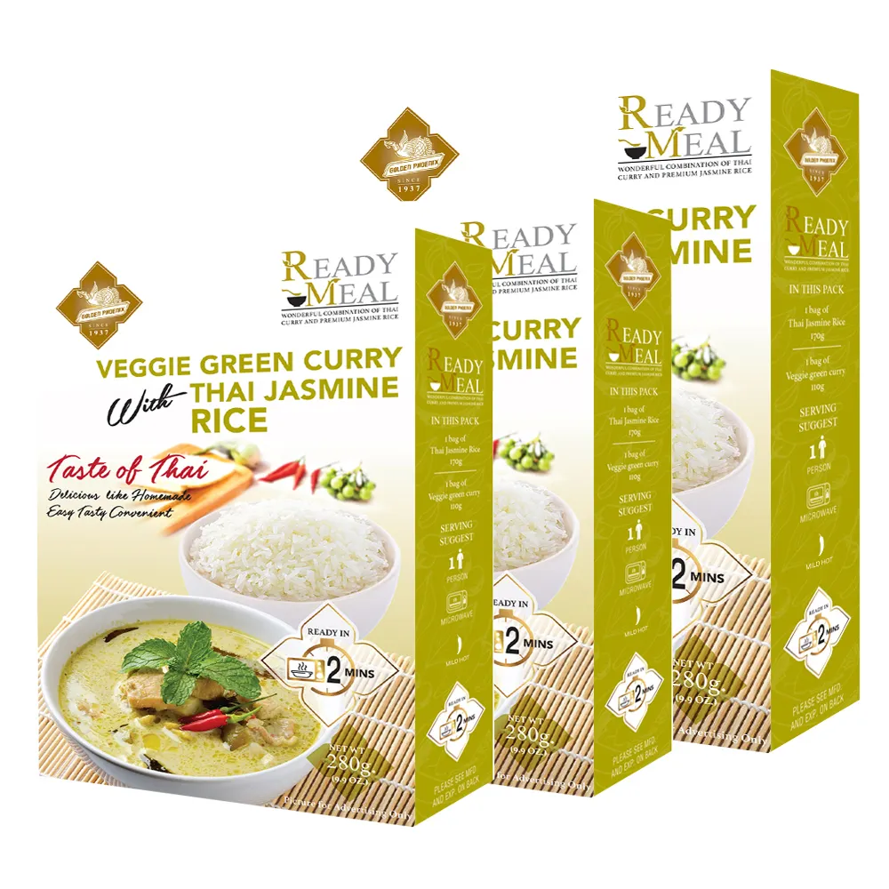 Venditore caldo dalla thailandia Curry verde vegetale di qualità con riso al gelsomino tailandese buon cibo pronto a mangiare pasti