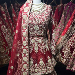Trendy Flair <b>top</b> lehenga dress with Beautiful Embellished in <b>crystal</b> glass beads stone work for Wedding=2021 - Product Image 1