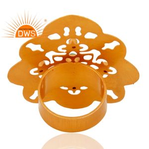 การออกแบบล่าสุดธรรมชาติสีเขียวนิลและ CZ พลอยแหวนงบสำหรับผู้หญิงผู้ผลิตเครื่องประดับ - Product Image 3