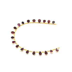 ลูกปัดโกเมน 20 เม็ด รูปทรงลูกแพร์ ชุบทองเหลือง หินธรรมชาติ สำหรับทำเครื่องประดับ - Product Image 3