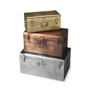 Set of 3 Top Quality Customized Shape and Size Solid Iron Storage Trunk Box From Manufacturer In Home Arts